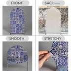 Curved Top Arch Cover Backdrop 4x7ft Mediterranean Portuguese Patchwork Tile Theme Spandex Background for Birthday Wedding Shower Banquet Porcelain Party Decoration - Image 4