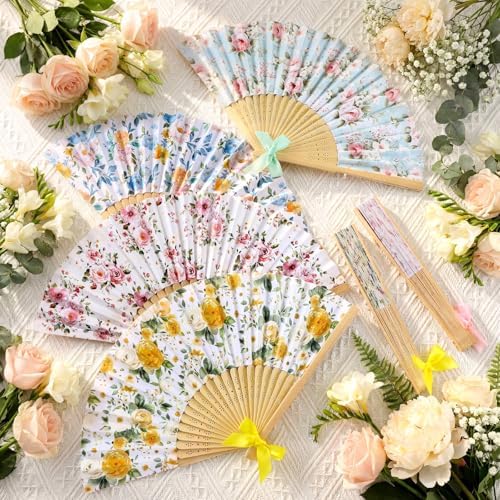 Roowest 36 Pcs Hand Fans Bulk for Women Floral Folding Fan Tea Party Favors - Image 4