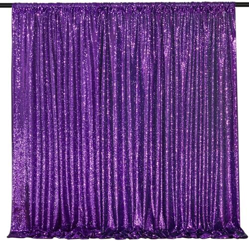 Purple Sequin Backdrop 2 Pcs 5FTx10FT Wedding Glitter Curtain Backdrop Arch Fabric Drapes for Baby Shower Birthday Party Decoration - Image 6