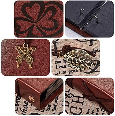 AIOR Leather Scrap Book Photo Album, Refillable Scrapbooking Album Vintage Memory Book Black Pages, Anniversary Birthday Christmas Gift for Women Mom Girl, Clover - Image 3