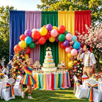 10x7FT Rainbow Backdrop Curtain - 5 Colors Colorful Curtains Backdrop - Wrinkle Free Reusable Rainbow Backdrop Draping Fabric for Baby Shower, Party, Classroom, Back-to-School & Kids Birthday - Image 5