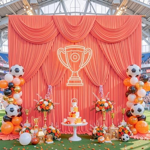 20x8ft Orange Backdrop Curtain for Parties Wrinkle Free Fabric Backdrop Curtain Wedding Photo Backdrop Drapes for Baby Shower Birthday Party Photo Shoot Photography Back Drop 4 Panels 5x8FT - Image 4