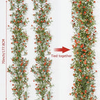 2 Pcs 5.8ft Artificial Baby Breath Flower Vines, Babys Breath Artificial Flowers Real Touch Faux Gypsophila Hanging Fake Baby's Breath Garlands for Wedding and Baby Shower Decor(Red-Orange - Image 2