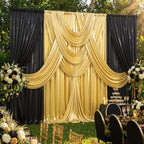 20×10 ft Casino Sequin Backdrop Curtain-Gold and Black Backdrop Drapes - Image 5