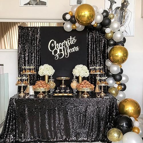 Black Sequin Backdrop 4 Panels 2FTx8FT Halloween Party Backdrop Curtains - Image 3