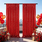 Red Glitter Sequin Backdrop Curtains 6ftx8ft Photo Drapes - Image 7