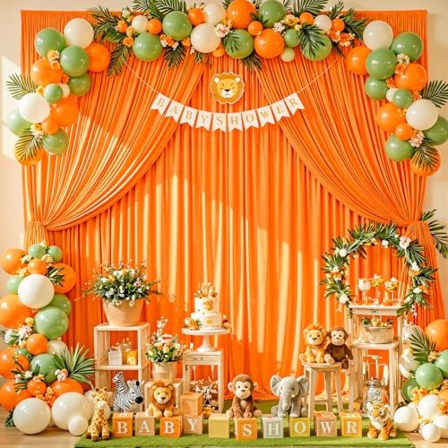 40x10ft Orange Backdrop Curtains for Wedding Parties Wrinkle Free Photo Backdrop Drapes for Photography Birthday Baby Shower Soft Fabric Party Backgournd for Photoshoot 5x10ft, 8 Panels - Image 3
