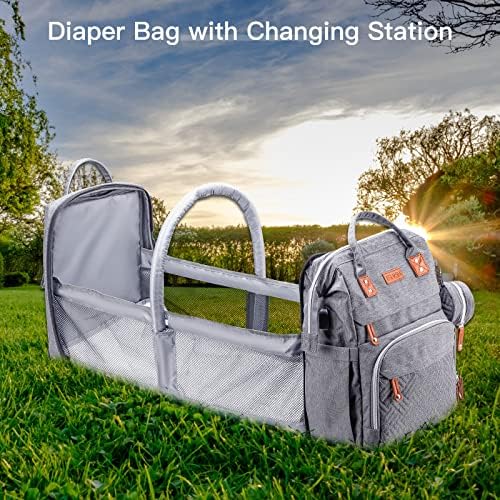 ISMGN Diaper Bag Backpack with Changing Station, Baby Bag for Mom, Grey - Image 4