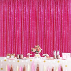 Glitter Fuchsia Backdrop Curtains for Birthday Party 2 Panels 3x8FT - Image 5
