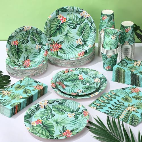 Pickmesh 250 Pcs Hawaiian Paper Plates Napkins Cups Set, Luau Party Plates - Image 6