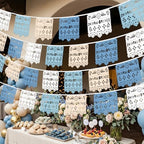 TOUROAM 4 Pack Blue Mexican Papel Picado Banner, Fiesta Party Decorations for Birthday, Baby Shower, Cinco De Mayo, Día De Los Muertos, Day of the Dead - Image 4