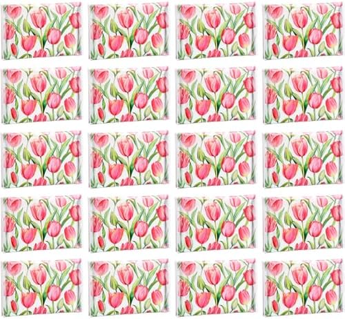 PerKoop 100 Pack Pocket Tissues Travel Slim Packs Small Facial Tissues Wallet Size Toilet Paper for Travel Guest Wedding Supplies, 4 Styles (Tulip) by PerKoop