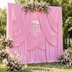 10ftx12ft Wrinkle Free Pink Backdrop Curtain for Parties, 2 Panels Silky Polyesyer Photo Backdrop Drapes 12 ft Long Back Drop Cloth for Wedding Girls Birthday Photography Background by Htper