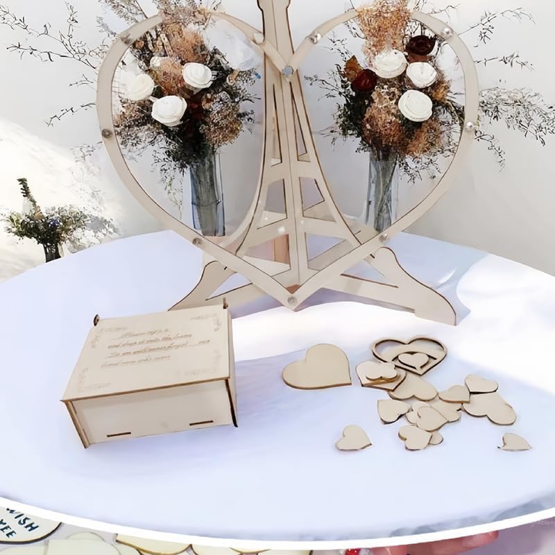 Rustic Wedding Guest Book - Customizable Heart Frame Drop Box with Wooden Hearts, Guest Book Alternative for Wedding Reception, Anniversary, Business Registry - Image 7