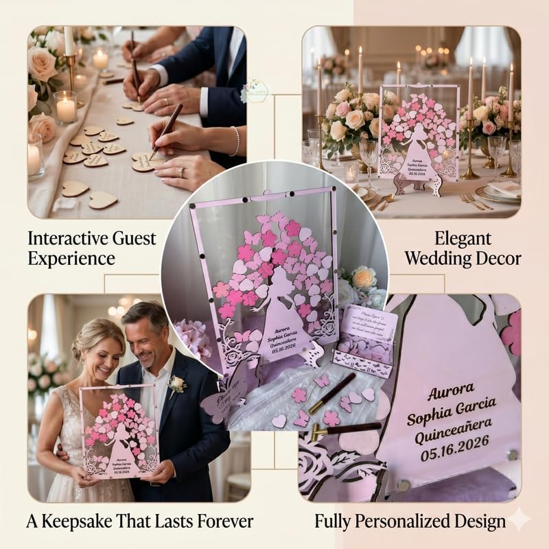 Quinceañera Guest Book Alternative, Wooden Drop Box Frame, Butterfly Chips - Image 6