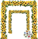 8 Pack Artificial Sunflower Garland Decor, Sunflower Vines Hanging Flowers Garland with Green Leaves, Fake Yellow Floral Vines Room Wedding Party Decoration by BLEUMCADE