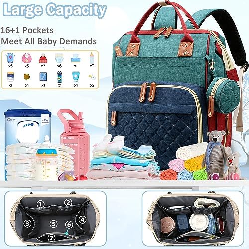 SHITIESHOU Diaper Bag Backpack Baby Bag, Baby Girl Boy Diaper Bag for Dad Mom with Pad, 16 Pockets, Pacifier Case, Large Diaper Bags Unisex for Travel (Colorful) - Image 2