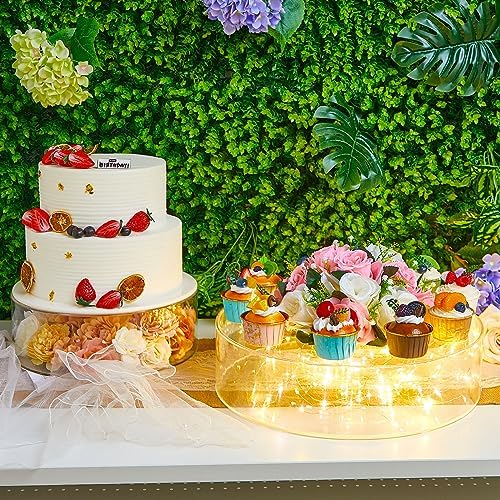 Sunnyray 2 Pcs Acrylic Cake Stands for Dessert Table Clear Fillable Cake Riser Cupcake Tier with LED Strings for Birthday Wedding Holiday Party Display(12'', 16'') - Image 4