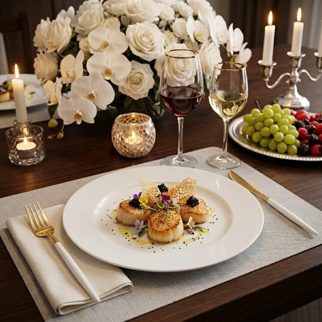 I00000 144 Gold Plastic Silverware, Disposable Silverware with White Handle - Image 4