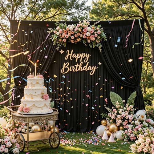 20FT x 10F Black Backdrop Curtain for Graduation Parties, Polyester Black Drapes with Rod Pockets,Photography Photo Booth Backdrop for Wedding,Halloween,Formal Occasions, Birthday Decorations for Men - Image 6