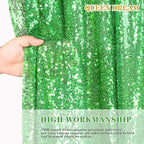 Sequin Curtains Christmas Backdrop 3 Panels Sequin Fabric 2FTx8FT Green - Image 4
