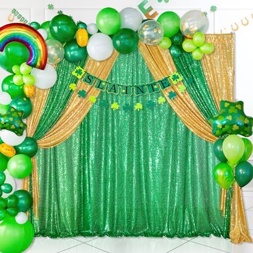QueenDream Green Sequin Backdrop Curtain Party Backdrop Curtain 8ft x 8ft for Glitter Birthday Wedding Curtains - Image 6