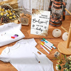 Handepo 26 Pcs Baby Shower Games DIY Bodysuit Set 1 Wooden Sign 15 White Bodysuits 10 Fabric Markers for Birth Decorating Kit(Boho) - Image 4