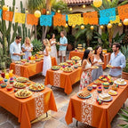 Cielito Lindo Mexican Tablecloth, 54×108 Inch, Terracotta, 8 Pcs - Image 6