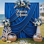50ft x 12ft Wrinkle Free Royal Blue Backdrop Curtains for Parties, 10 Panels 12FT Long Photo Backdrop Drapes Silky Back Drop Cloth for Wedding Birthday Photography Background Decor by CO-AVE