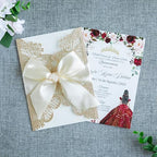 20 PCS 5.12x7.2 Butterfly Personalized Quinceanera Invitation, Customized XV Anos Laser Cut Invitation Cards with Envelopes (20 PCS Light Gold Personalized) - Image 2