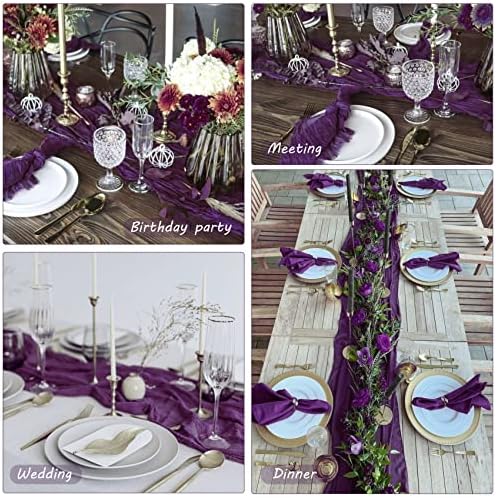 35x120 Inch Dark Purple Cheesecloth Table Runner Gothic Wedding Party Decor - Image 6