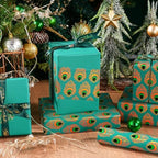 WRAPAHOLIC 30 Inch Jumbo Reversible Peacock Christmas Wrapping Paper - 30 Inch x 100 Feet Jumbo Roll Peacock Feather Wrapping Paper with Metallic Foil Shine for Christmas, Birthday, Holiday - Image 5