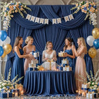 50x10FT Backdrop Curtains with Rod Pockets - Wrinkle Free Photo Stage Backdrop 10 Panels Curtains Drapes for Photography Wedding Party Baby Shower Decorations (Navy Blue) - Image 4