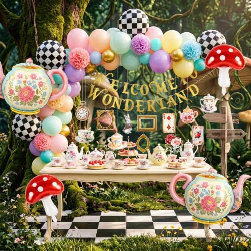 Gejoy 82 Pcs Wonderland Tea Party Decorations, Vintage Halloween Decor - Image 4