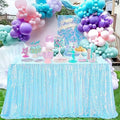 QueenDream Mermaid Blue Tablecloth 90x156 Inches Rectangle Tablecloths Sequin Iridescent Disco Party Decorations by QueenDream