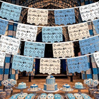 TOUROAM 4 Pack Blue Mexican Papel Picado Banner, Fiesta Party Decorations for Birthday, Baby Shower, Cinco De Mayo, Día De Los Muertos, Day of the Dead - Image 5