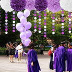 Purple Lavender White Streamers Birthday Banner Baby Bridal Shower Wedding Engagement Bachelorette Graduation Decorations Heart-Garland and Tissue Pom Poms,Women Girl Birthday Supplies Tassel Garland - Image 7