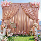 Rosy Satin Backdrop Curtains 6 Panels - Glitter Photo Drapes for Baby Shower, 30x10FT Shimmer Back Drop Cloth, Wrinkle Free for Birthday Party Bachelorette Bridal Shower Stage Background - Image 5