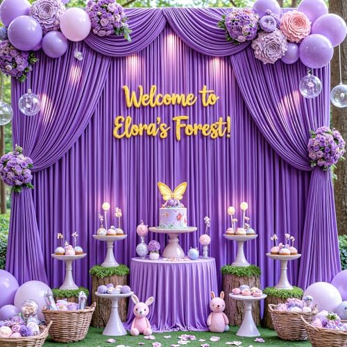 20x10ft Purple Backdrop Curtain for Wedding Parties Wrinkle Free Fabric Purple Drapes Backdrop Decoration for Baby Shower Birthday Photography Decoration 4 Panels, 5ft x 10ft - Image 2