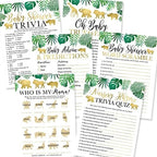 Hadley Designs 50 Safari Baby Prediction And Advice Cards, Trivia Games, etc., 25 Baby Animal Matching, Nursery Rhyme Game-6 Double Sided Cards Baby Shower Funny Games, Ideas Baby Sprinkle Games by HadleyDesigns