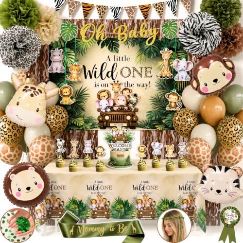 272 Pc Safari Baby Shower Decorations, Jungle Animal Party Set by RainMeadow