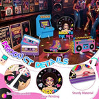 5Pcs 90s Party Decorations, Large Retro Theme Cardboard Cutouts Arcade Game Machine Boombox Vintage 90s Yard Sign for Neon Hip Hop Music Birthday Indoor Outdoor Photo Props Booth Backdrop - Image 5