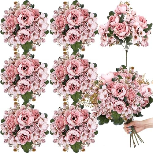 6 Bundles Peonies Artificial Flowers & Pack of 4 Baby Shower Centerpieces for Tables - Image 2
