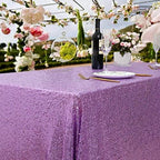 90x156 Rectangle Sequin Tablecloth Lavender Wedding Table Linens Overlay - Image 2