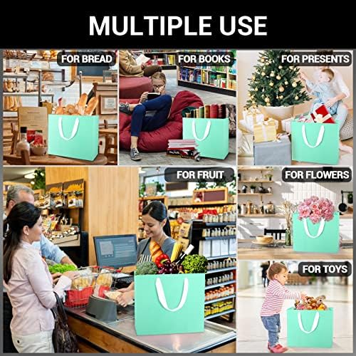 EUSOAR Kraft Bags with Handles, 20pcs 12.5" x 4.5" x 11" Kraft Paper Bag Bulk, Shopping Bags with Handle for Lunch Merchandise Party Wedding Birthday - Image 4