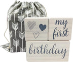 Pondering Pine Baby Milestone Blocks - Natural White Stain Pine Wood with Weeks Months Years Grade and Holidays, Newborn Weekly Monthly First Year Picture Props, 6 Block Milestones Age Set with Bag - Image 5