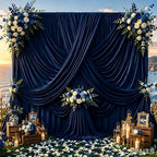 30ft x 10ft Navy Blue Backdrop Curtains, Wrinkle-Free Fabric Photo Background for Graduation Ceremony Corporate Events Wedding Black Tie Photography Studio Display Decorations by Gewonelife
