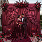 Burgundy Satin Backdrop Curtains 4 Panels - Glitter Photo Drapes for Baby Shower, 20x10FT Shimmer Back Drop Cloth, Wrinkle Free for Birthday Party Prom Wedding Stage Background - Image 7