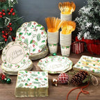 Pickmesh 400 Pcs Christmas Party Supplies Paper Plates and Napkins Serve 50 - Image 4