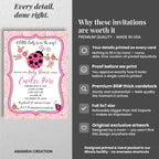 30 Custom Baby Shower Invitations with Envelopes – Personalized Little Lady Pink Ladybug 5x7 Invite Set | Fully Customizable, Proof Included, Customizable Kit of Matching Thank You Cards, Stickers & Diaper Raffle Tickets | Made in USA - Image 4